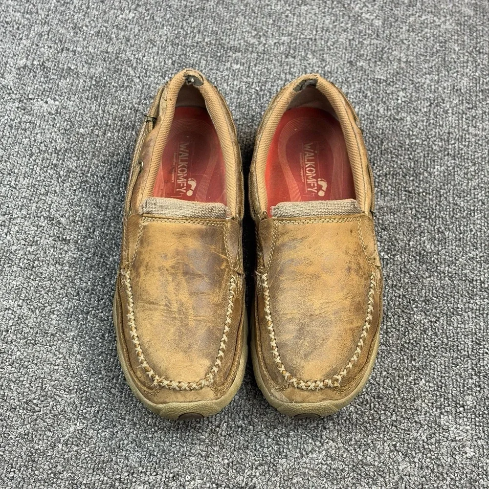 Twisted X Driving Moc Slip On Loafers‎ Brown Distressed Leather Shoes Mens 7.5 M